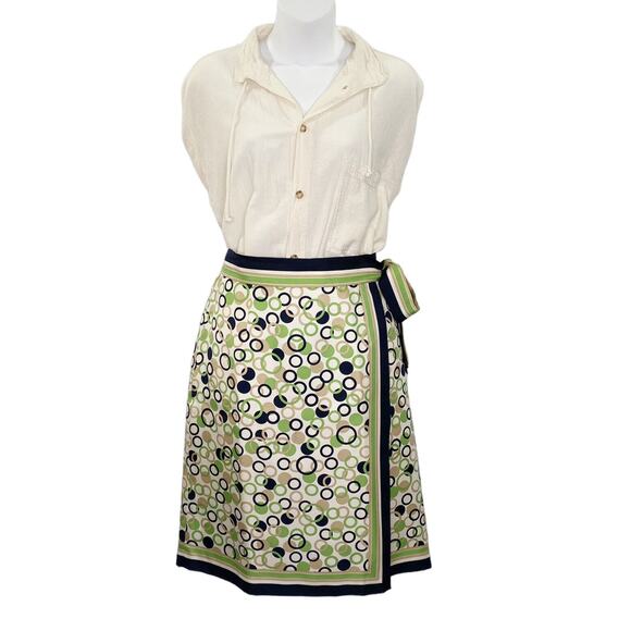 Talbots Dresses & Skirts - Talbots Skirt Women Size 8 Silk Lined Blue/Green/Beige Y2K Wrap Abstract Pattern